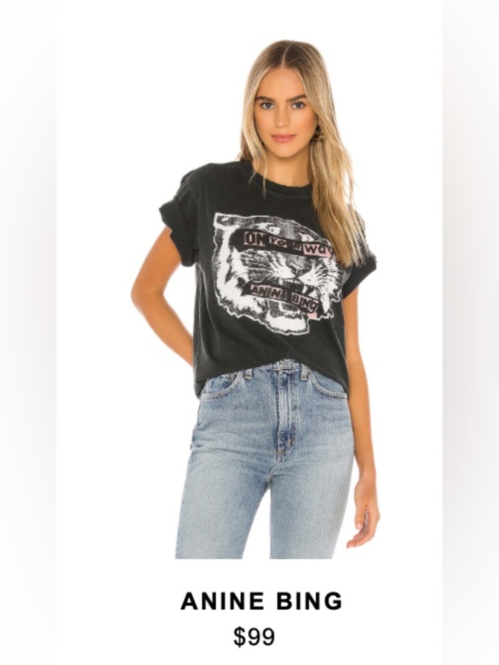 Anine Bing Washed Black Tiger Tee - Picture 5 of 5